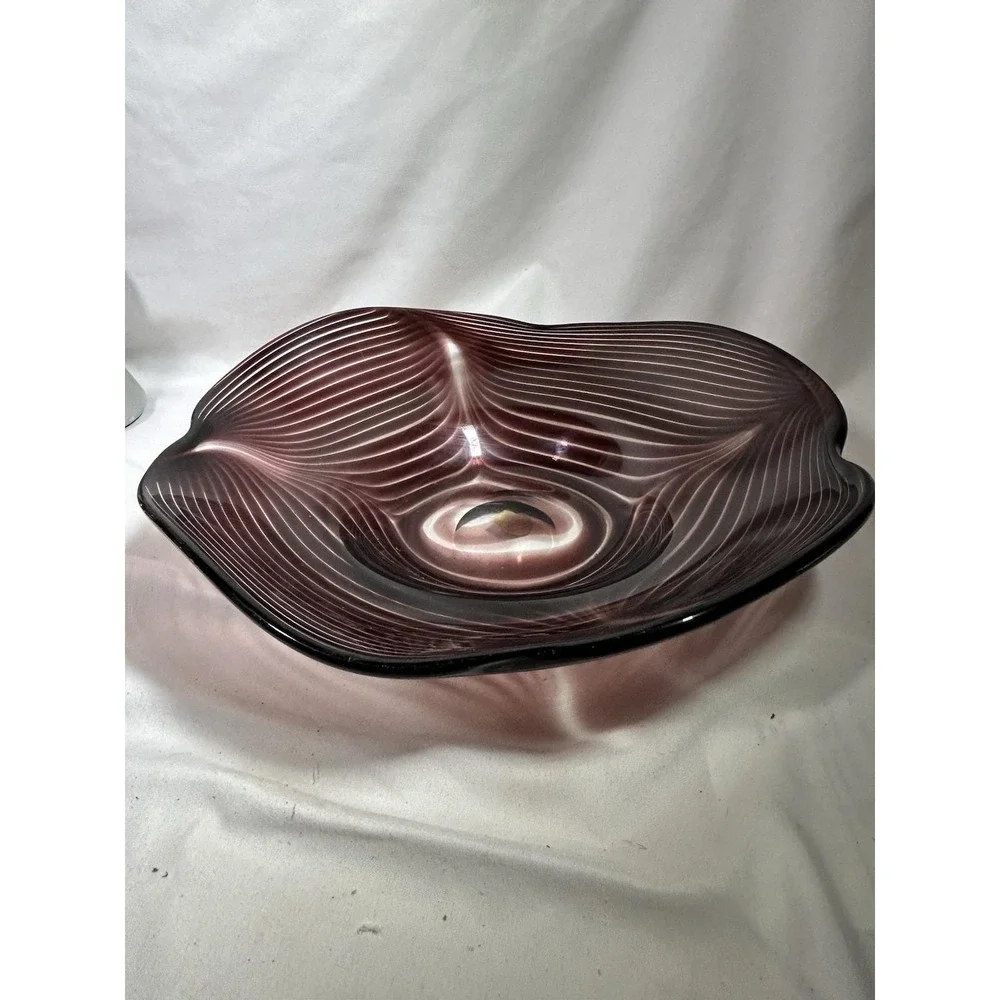 Vintage Kastrup Glas Glass Denmark Purple Wave Dish Platter MCM Mid Century